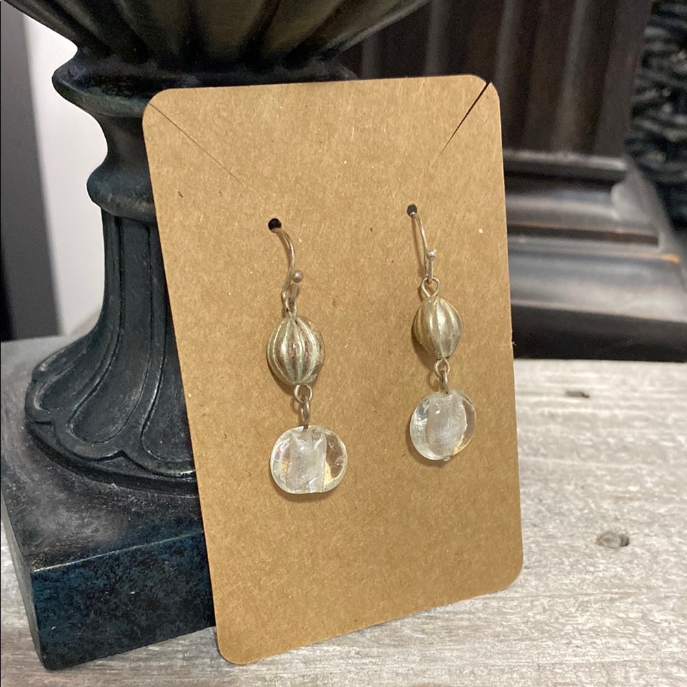 Preloved Estate Silver Tone and Clear Drop Earrings!